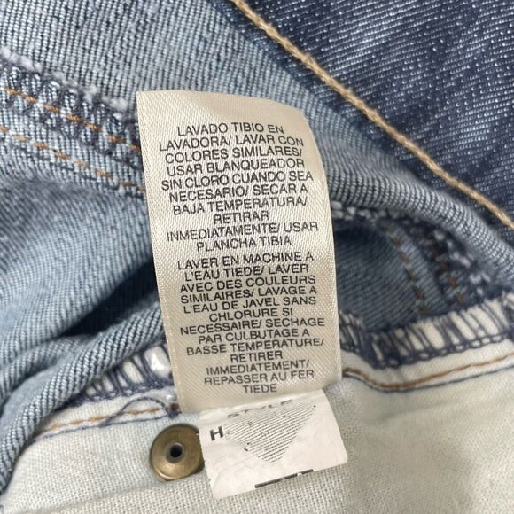 DKNY Denim Mini Skirt Sz 11 Distressed Grunge Y2K Stretch Ruched Pencil 90s - Picture 5 of 8